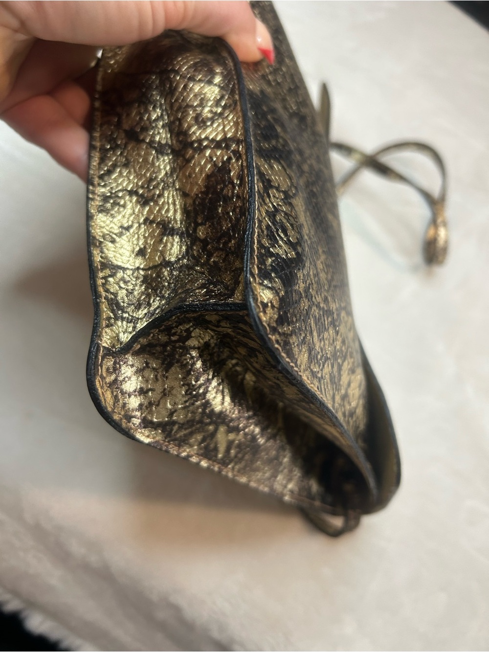 Furla Vintage leather Metallic Gold and Black Patterned Clutch/ Crossbody - Picture 10 of 16